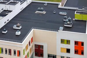 Commercial Flat Roofing Services in progress in Bartlett, TN